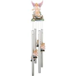 FC Design - 23" Long Guardian Angel with Children Round Top Wind Chime Outdoor Patio or Garden Hanging Decoration - Multi-Color