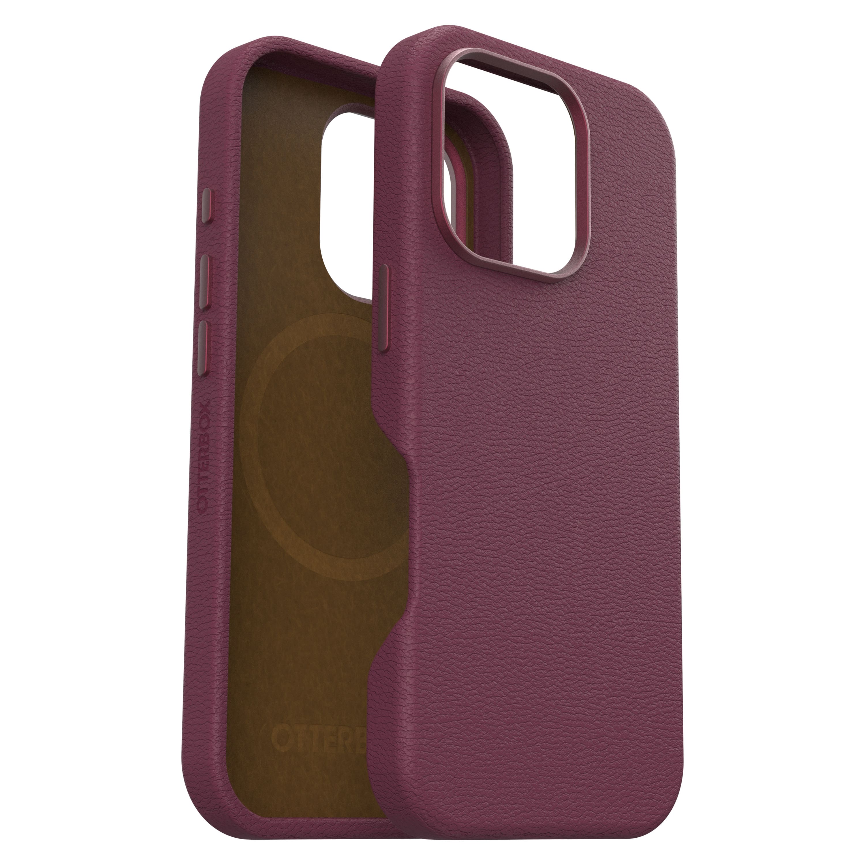 OtterBox - Symmetry Cactus Leather Series Hard Shell for MagSafe for Apple iPhone 16 Pro - Maroon Bells - Front_Zoom