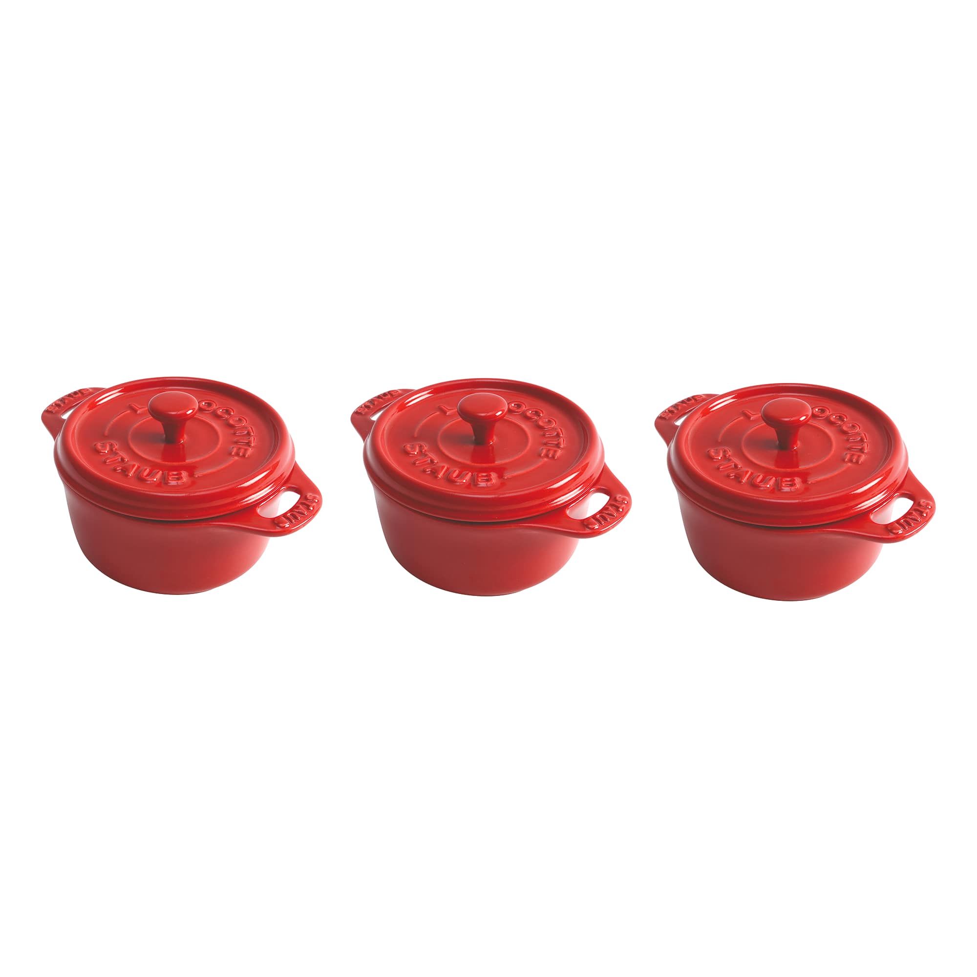 Staub - Ceramic 3-pc Mini Round Cocotte Set - Cherry