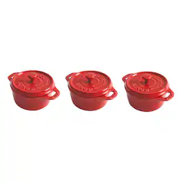 Staub - Ceramic 3-pc Mini Round Cocotte Set - Cherry