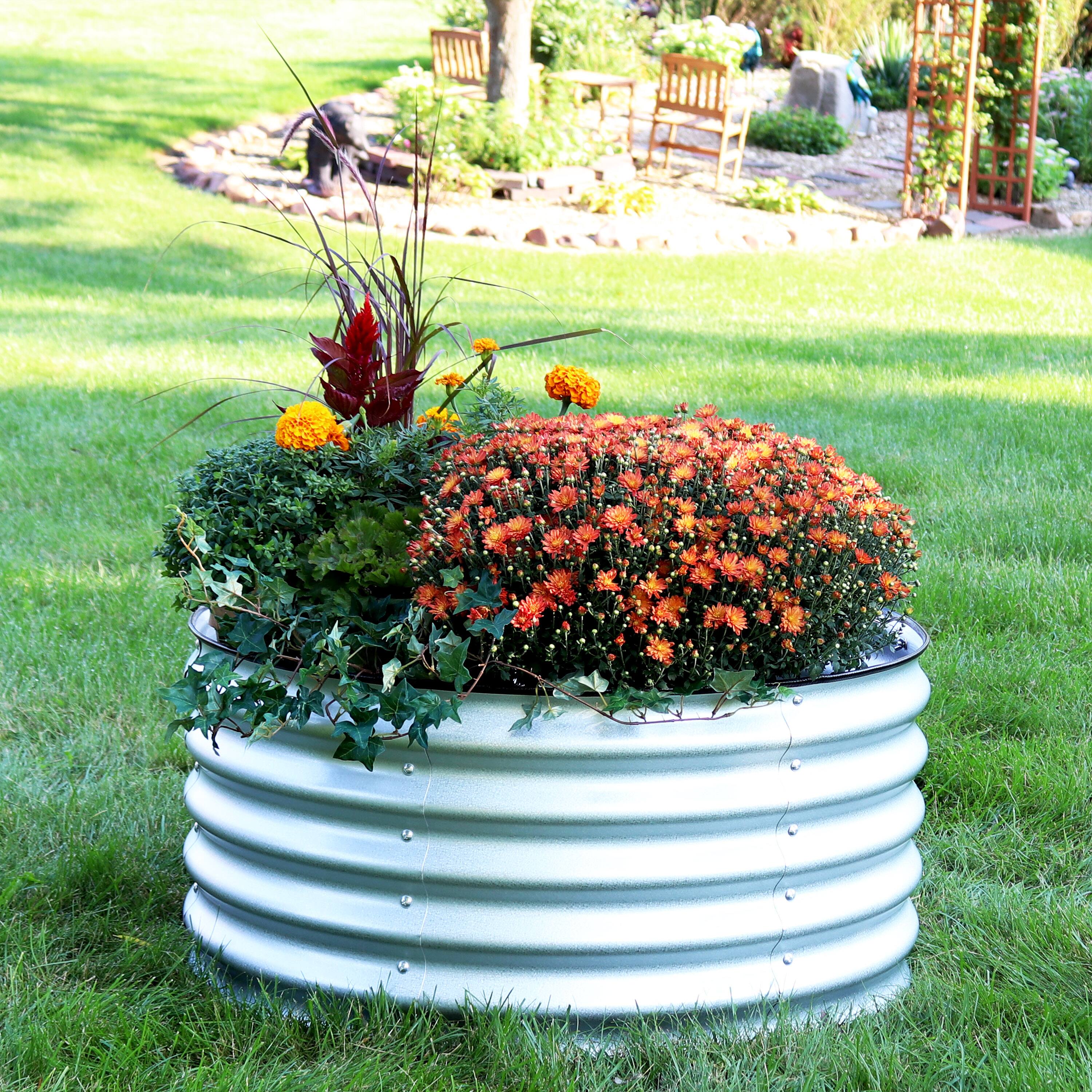Alt View 1. Sunnydaze - Galvalume Steel Round Raised Garden Bed - 36 in - Silver.