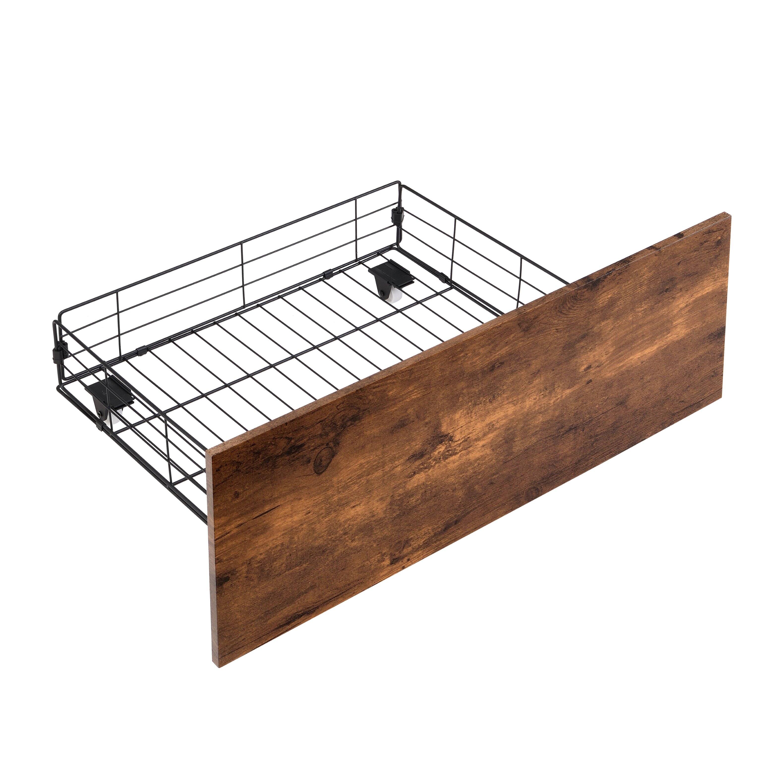 Alt View 4. LUCKY ONE - Queen Size Bed Frame with Storage Headboard and 2 Drawers, LED Lights - Black+Brown.