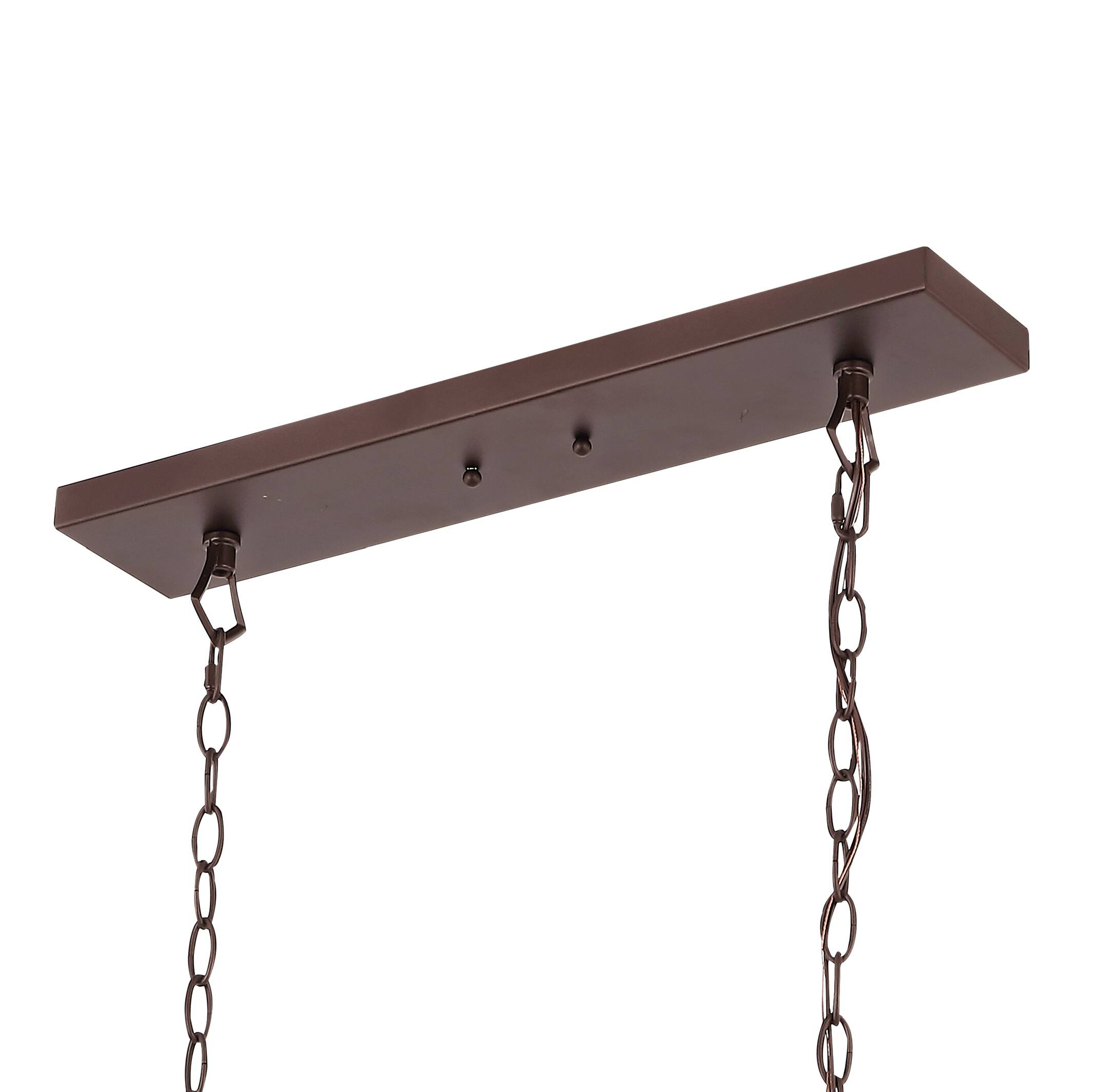 Alt View 5. Jonathan Y - Pagoda 49" 6-Light Classic Traditional Metal Linear Cage Lantern LED Pendant, Oil Rubbed Bronze/Brass Gold - Oil Rubbed Bronze.