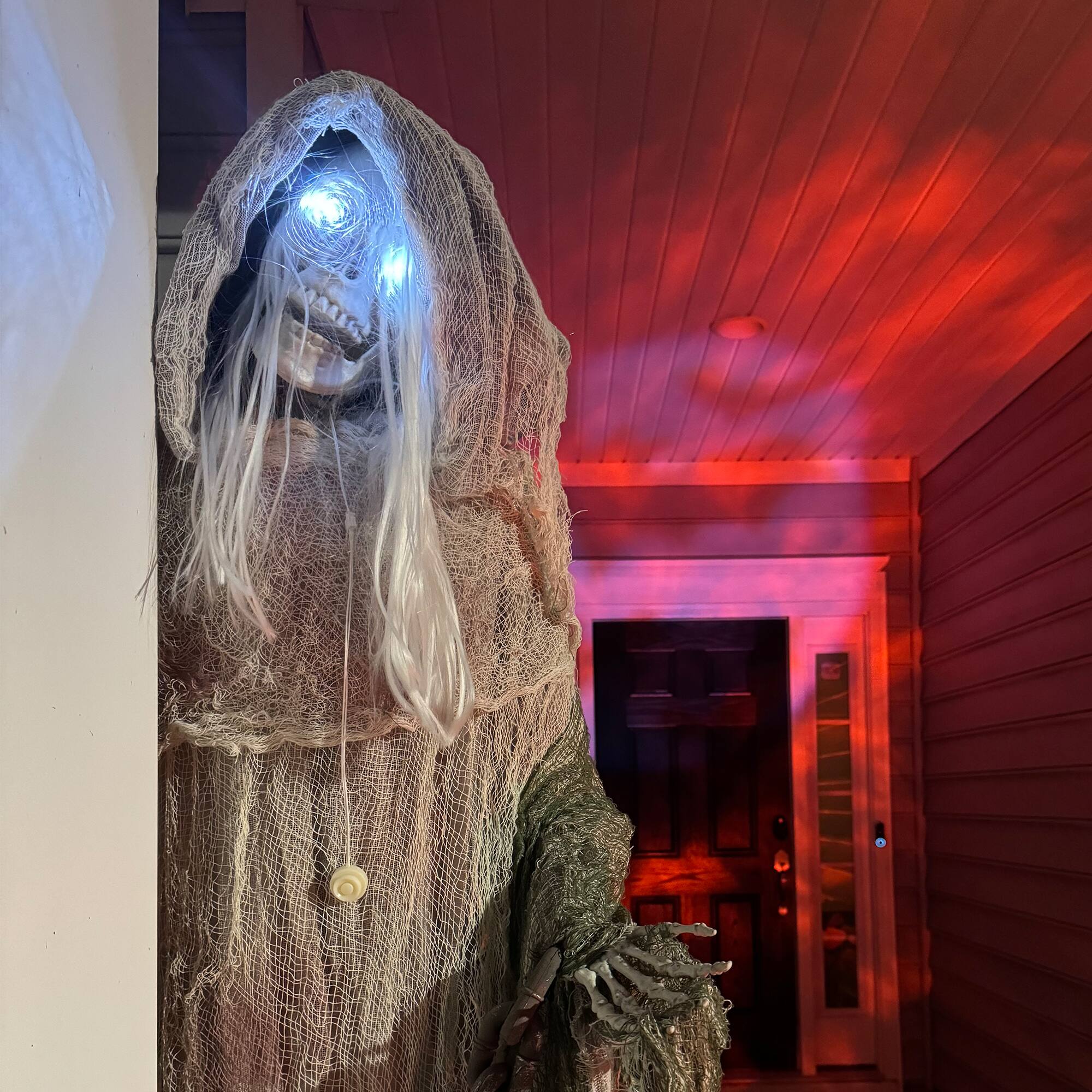 Alt View 7. Outsunny - 74" Life Size Outdoor Halloween Decorations Skeleton Witch, Sound and Motion Activated Animated Prop Animatronic décor - Multi-Colored.