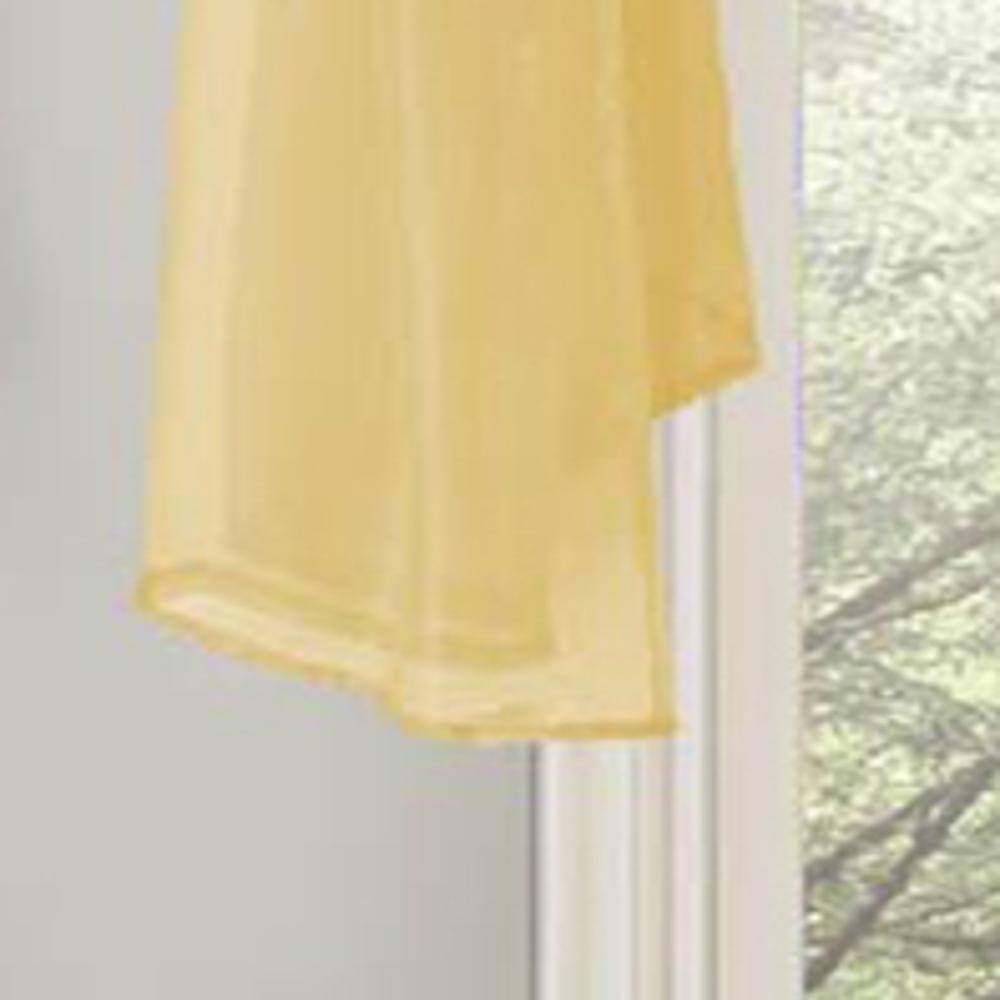 Left. RT Designers Collection - Elegant Gold Sheer Curtain Scarf Valance - 55 x 216 Inches - Gold.