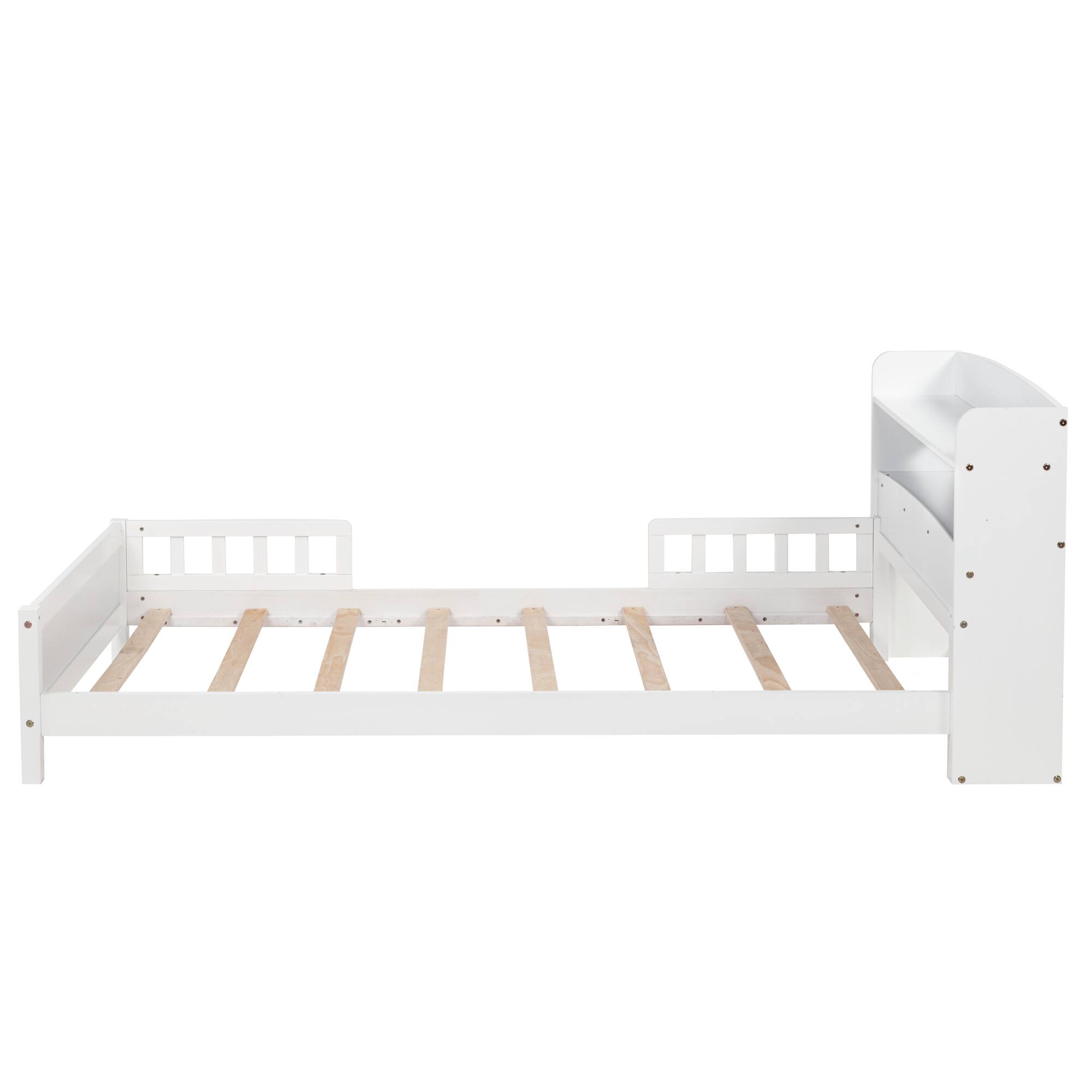 Alt View 10. GOODSILO - Twin Bed with Integrated Bookshelf Headboard and Motion Sensor LED Lighting System for Enhanced Bedroom Functionality - White.