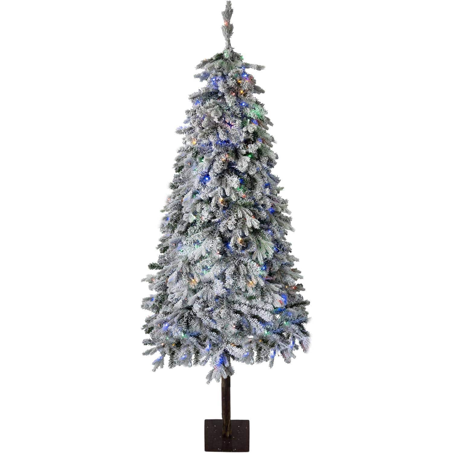 Acekool - 6 ft Snow Flocked Xmas Artificial Christmas Tree for Christmas Decor - White