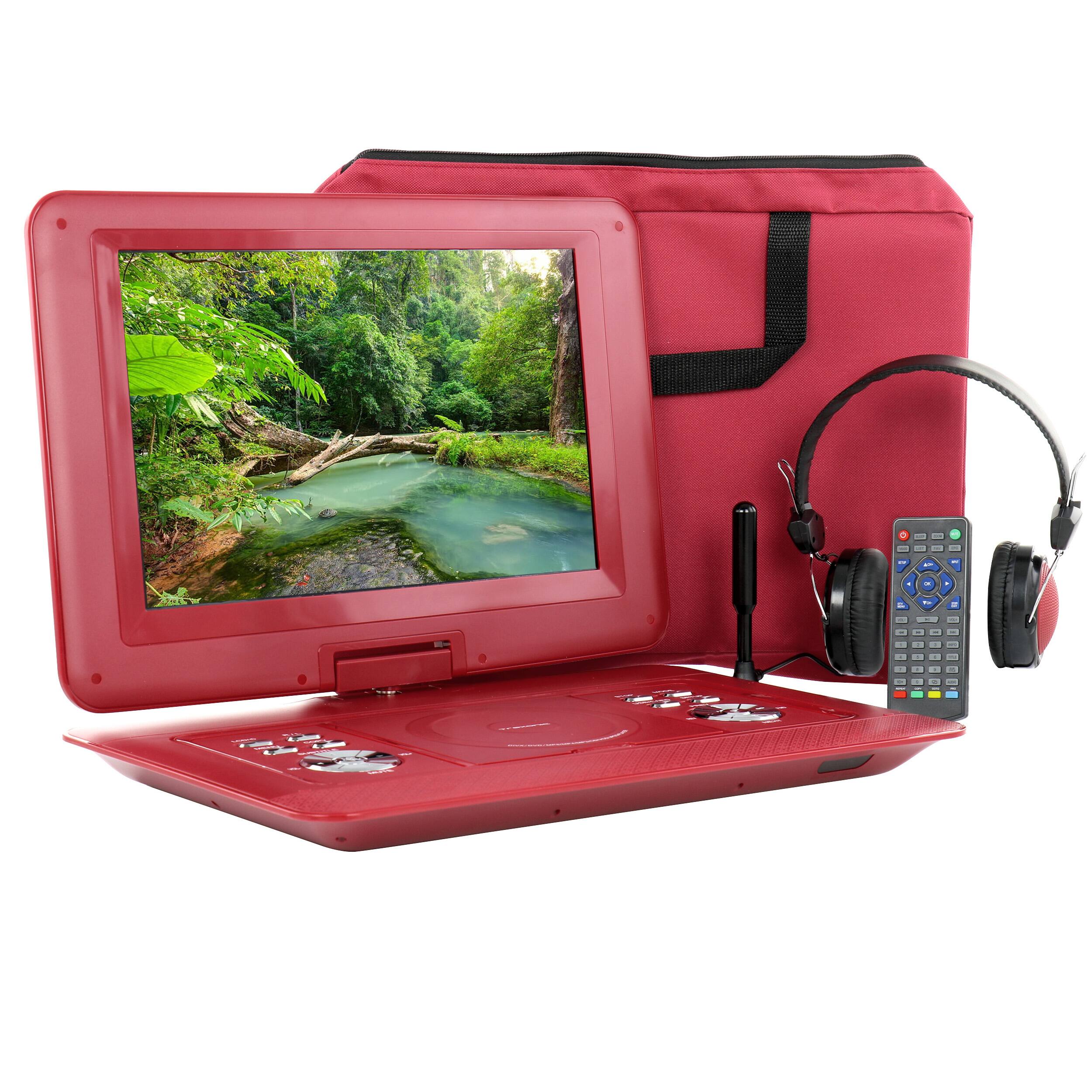 Front. Trexonic - 14.1 Inch Portable DVD with TV Tuner Player with Swivel TFT LCD Screen and USB,SD,AV,HDMI Inputs - Red.