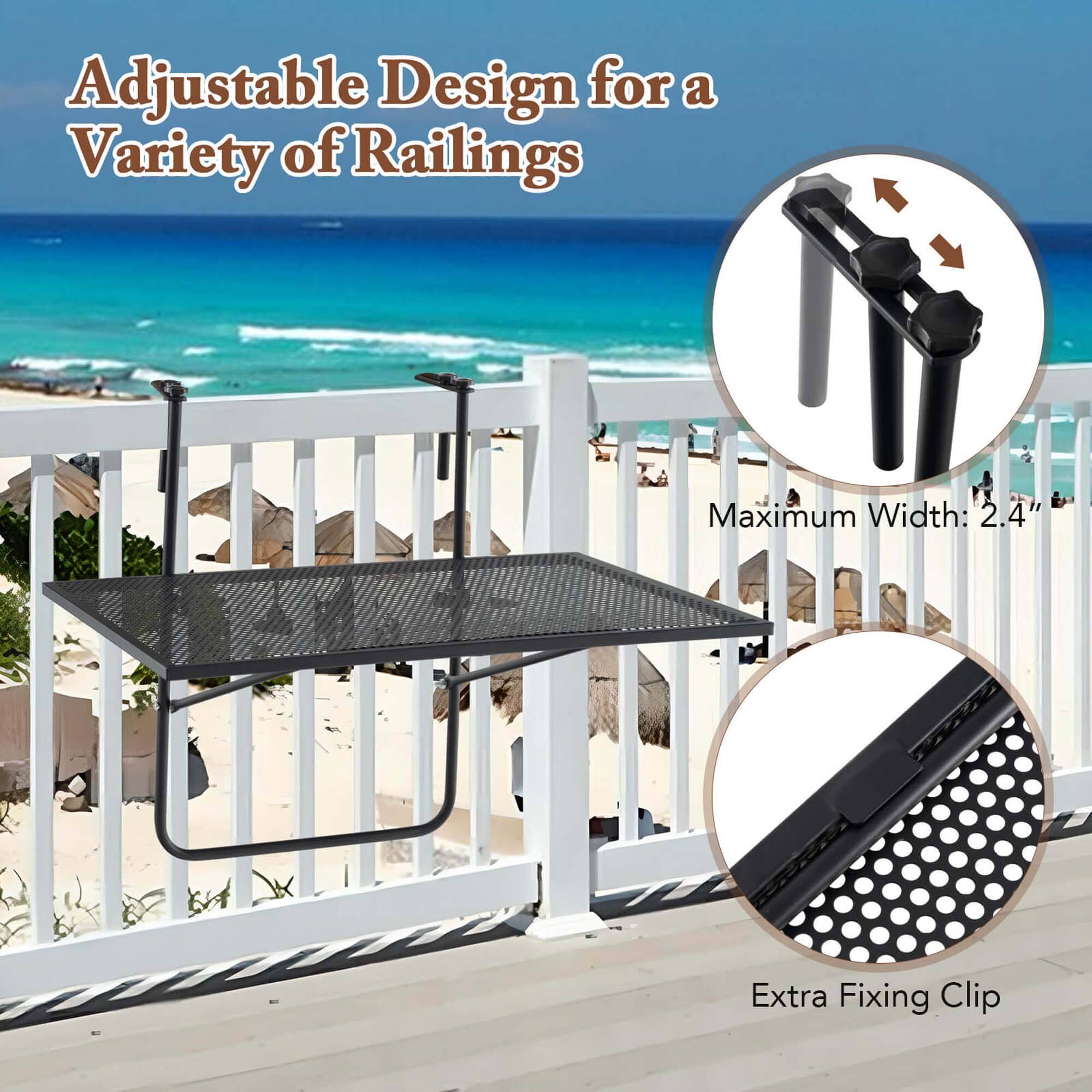 Adjustable Design for a Variety of Railings  
Maximum Width: 2.4"  
Extra Fixing Clip