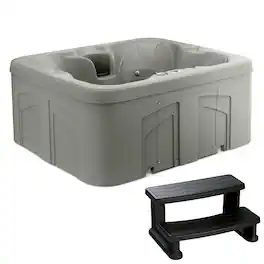 Lifesmart - 4 Person Inflatable Hot Tub Spa, Side Step for Square & Round Hot Tubs - Taupe