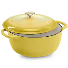 Front. Best Choice Products - Best Choice Products 6 Quart Cast-Iron Dutch Oven, Heavy-Duty Kitchenware w/ Enamel, Side Handles - Lemon Meringue - Lemon Meringue.