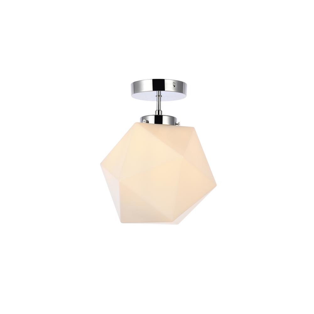 Alt View 6. Living District - Lawrence 1 light chrome and white glass flush mount - Chrome And White.