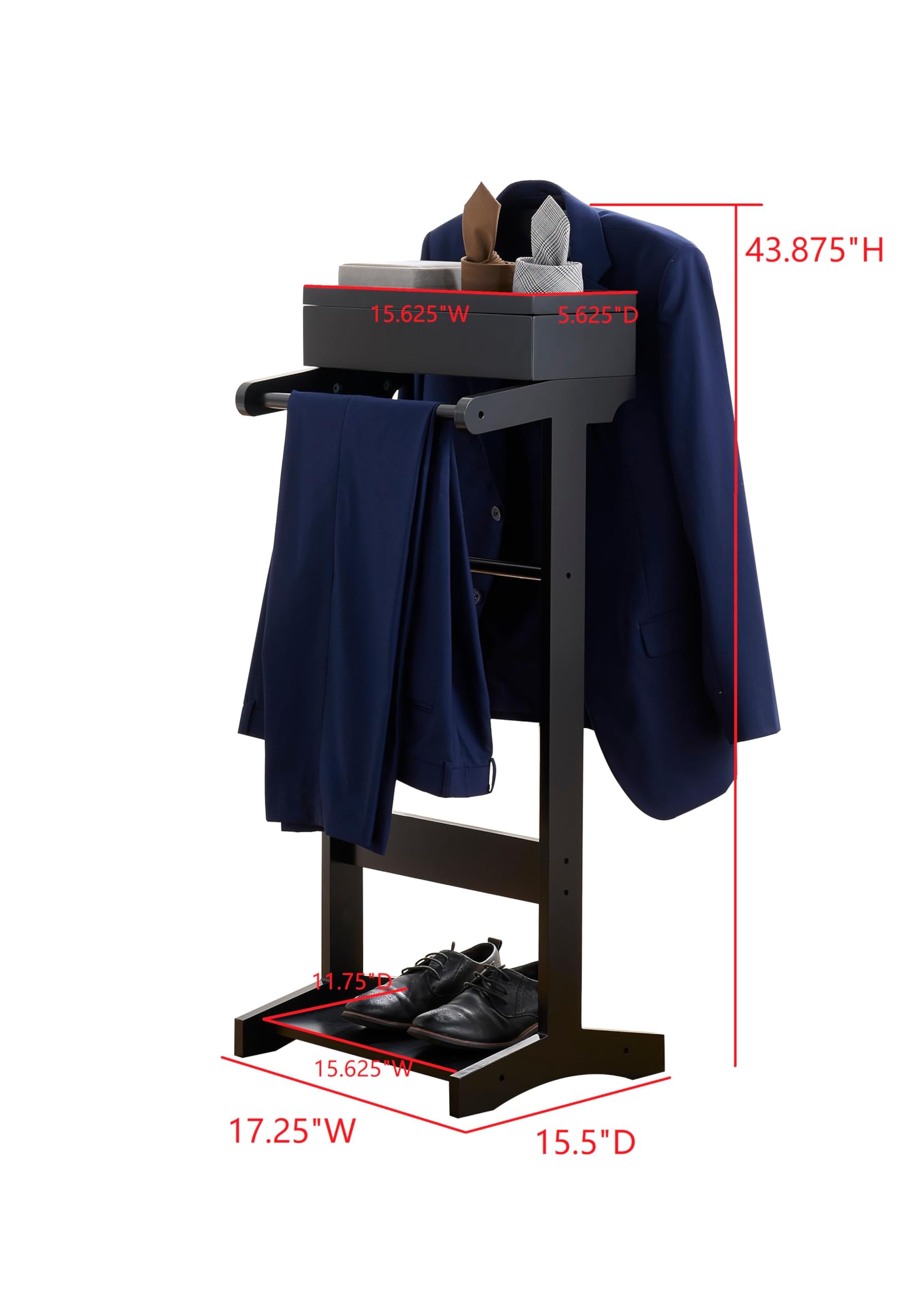 43.875"H  
15.625"W  
5.625"D  
11.75"D  
15.625"W  
17.25"W  
15.5"D