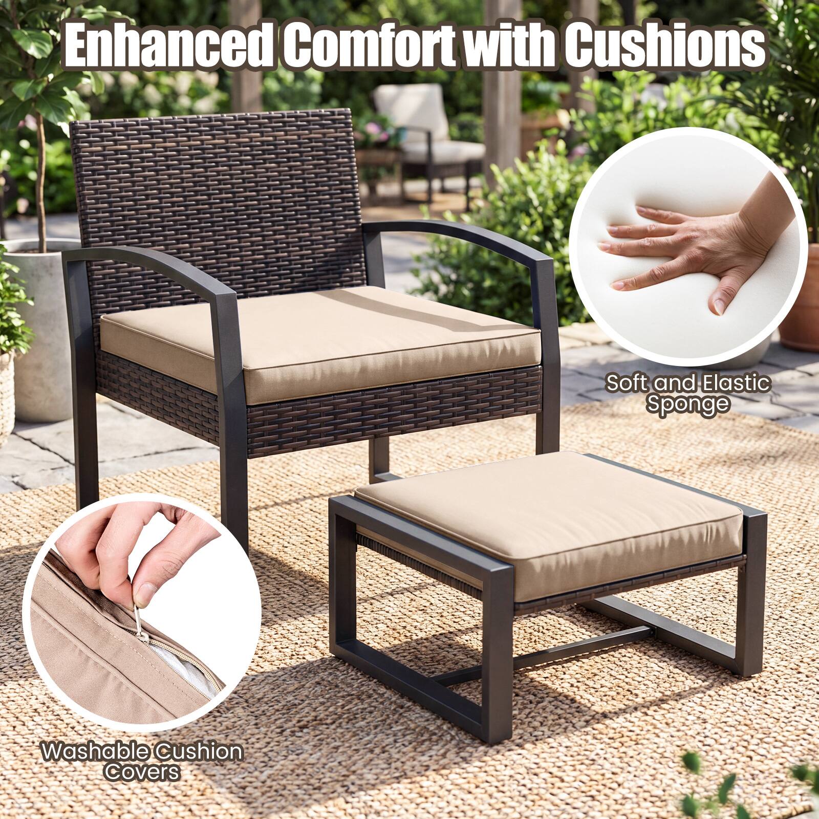 Enhanced Comfort with Cushions

Soft and Elastic Sponge

Washable Cushion Covers
