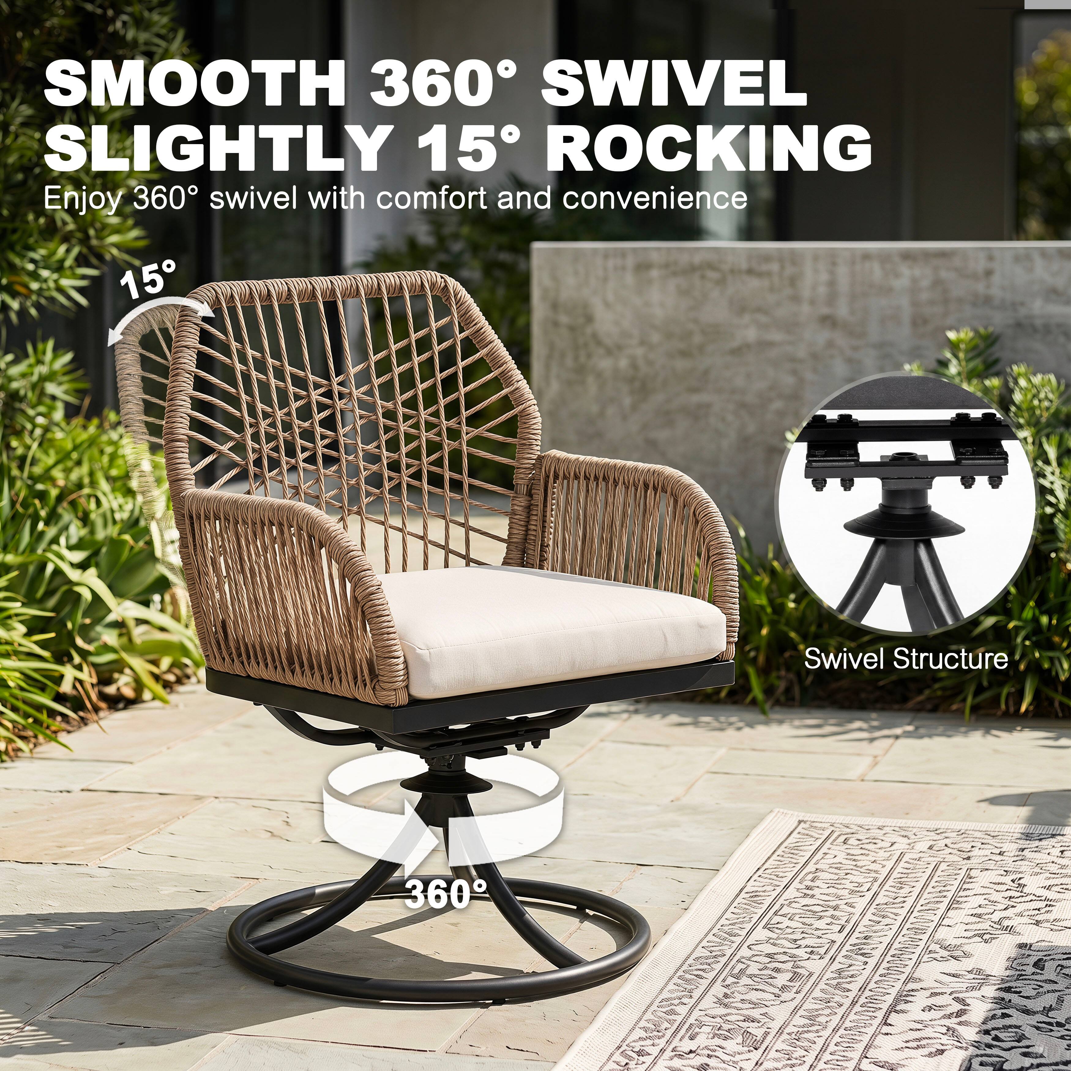 SMOOTH 360° SWIVEL SLIGHTLY 15° ROCKING  
Enjoy 360° swivel with comfort and convenience  
15°  
Swivel Structure