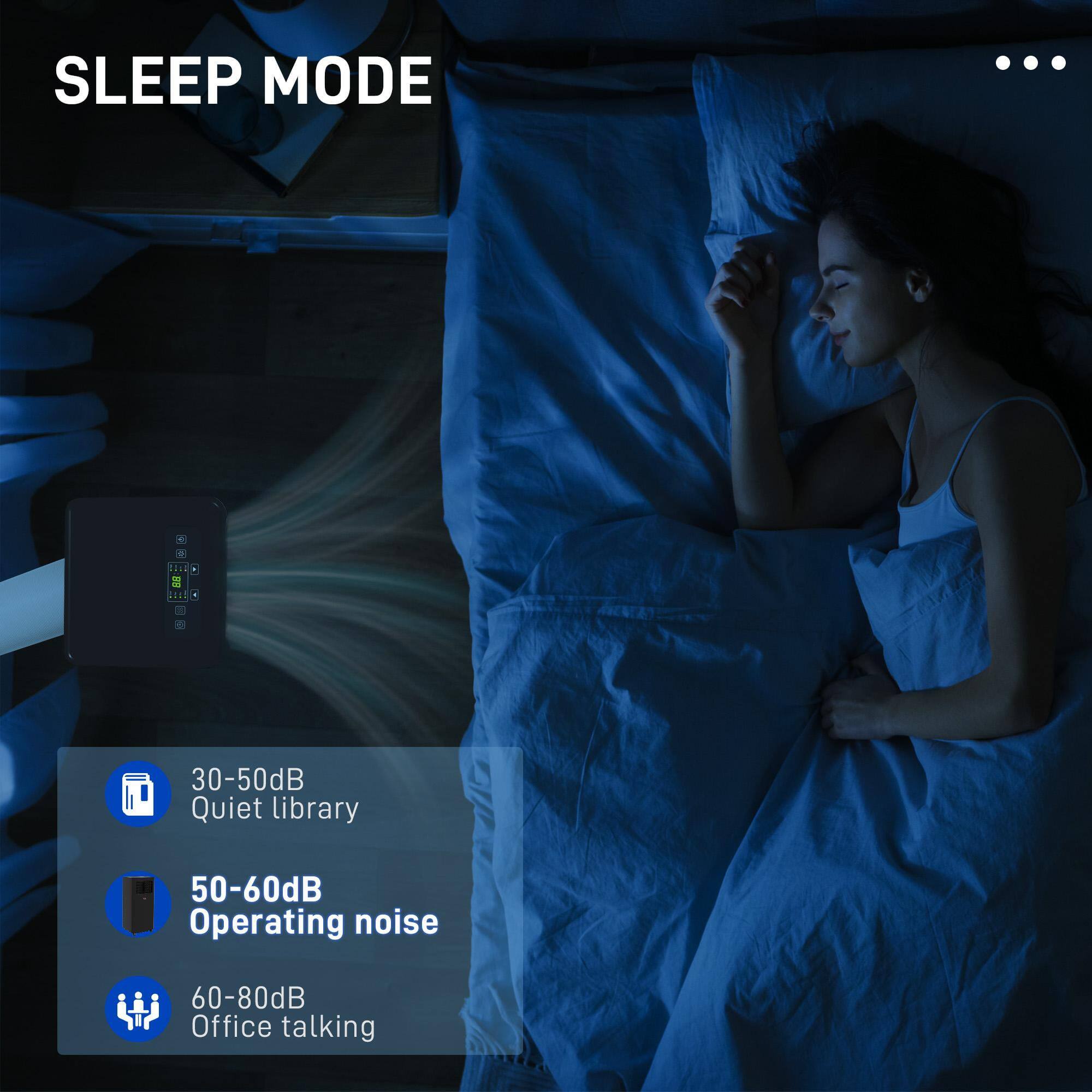 SLEEP MODE

30-50dB  
Quiet library

50-60dB  
Operating noise

60-80dB  
Office talking