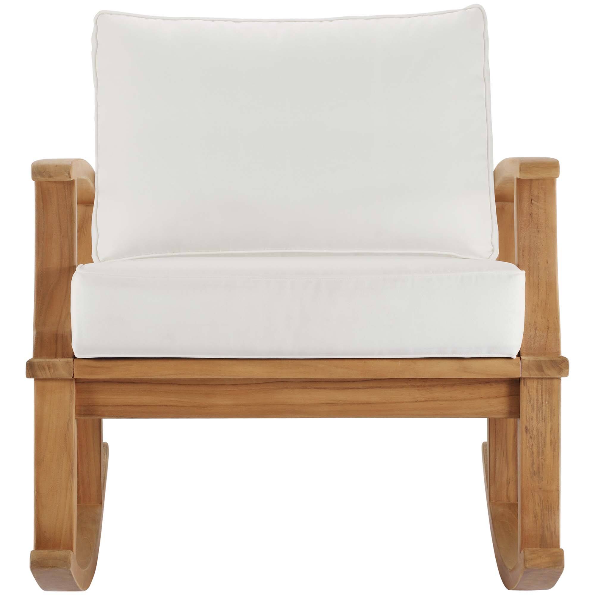 Alt View 2. Modway - Marina Outdoor Patio Teak Rocking Chair by Modway - Natural White.