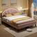 Alt View 1. Costway - Queen Size Upholstered LED Bed Frame Soft Velvet Platform Bed with Flower Headboard - Pink.