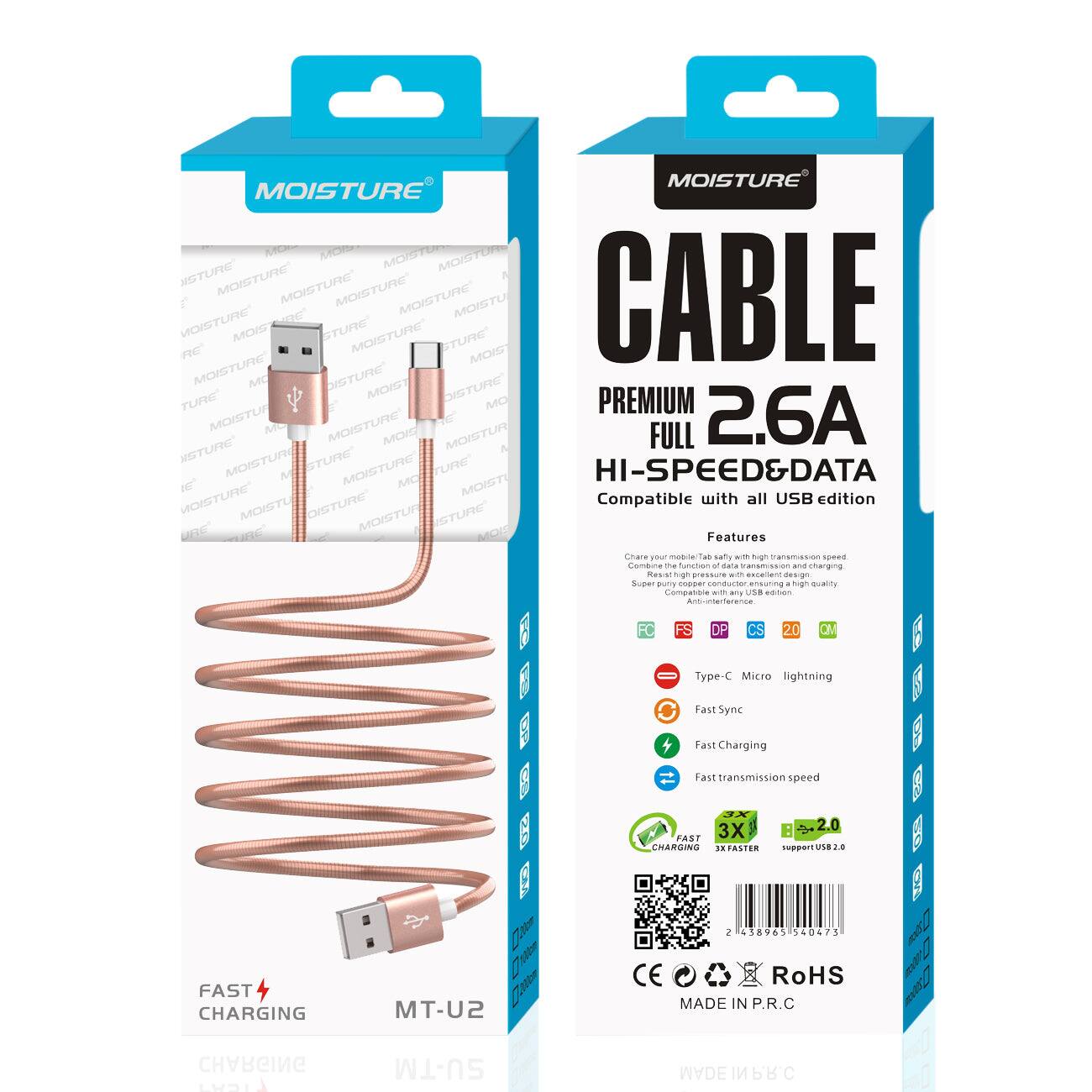 MOISTURE
CABLE
PREMIUM 2.6A
FULL HI-SPEED & DATA
Compatible with all USB edition
Features:
- Type-C Micro lightning
- Fast Sync
- Fast Charging
- Fast transmission speed
3X FASTER
Support USB 2.0
FAST CHARGING
MT-U2
MADE IN P.R.C
CE
RoHS
FC
FS
DP
CS
20
OM
FAST CHARGING
Share your mobile/tablet with high-transmission speed.
Compact high-pressure vacuum and charging cable.
Super-pure copper conductor ensuring high quality.
Anti-interference.
Type-C Micro lightning
Fast Sync
Fast Charging
Fast transmission speed
3X FASTER
Support USB 2.0
MADE IN P.R.C
CE
RoHS
FC
FS
DP
CS
20
OM
FAST CHARGING
MT-U2
MADE IN P.R.C