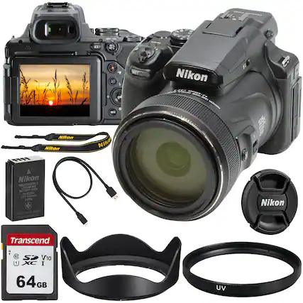 Nikon D5300 DSLR Camera with 18-55mm Lens
- Nikon Rechargeable Lithium-Ion Battery Pack EN-EL20
- Transcend 64GB SDXC UHS-I V10 Memory Card
- USB Cable
- Camera Strap
- Lens Hood
- UV Filter
- Lens Cap