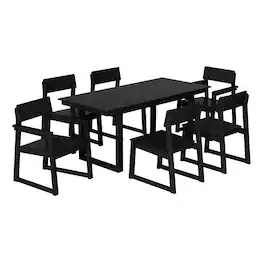 WestinTrends - Paloma 7-Piece Modern HDPE Outdoor Patio Dining Table Set With Umbrella Hole - Black