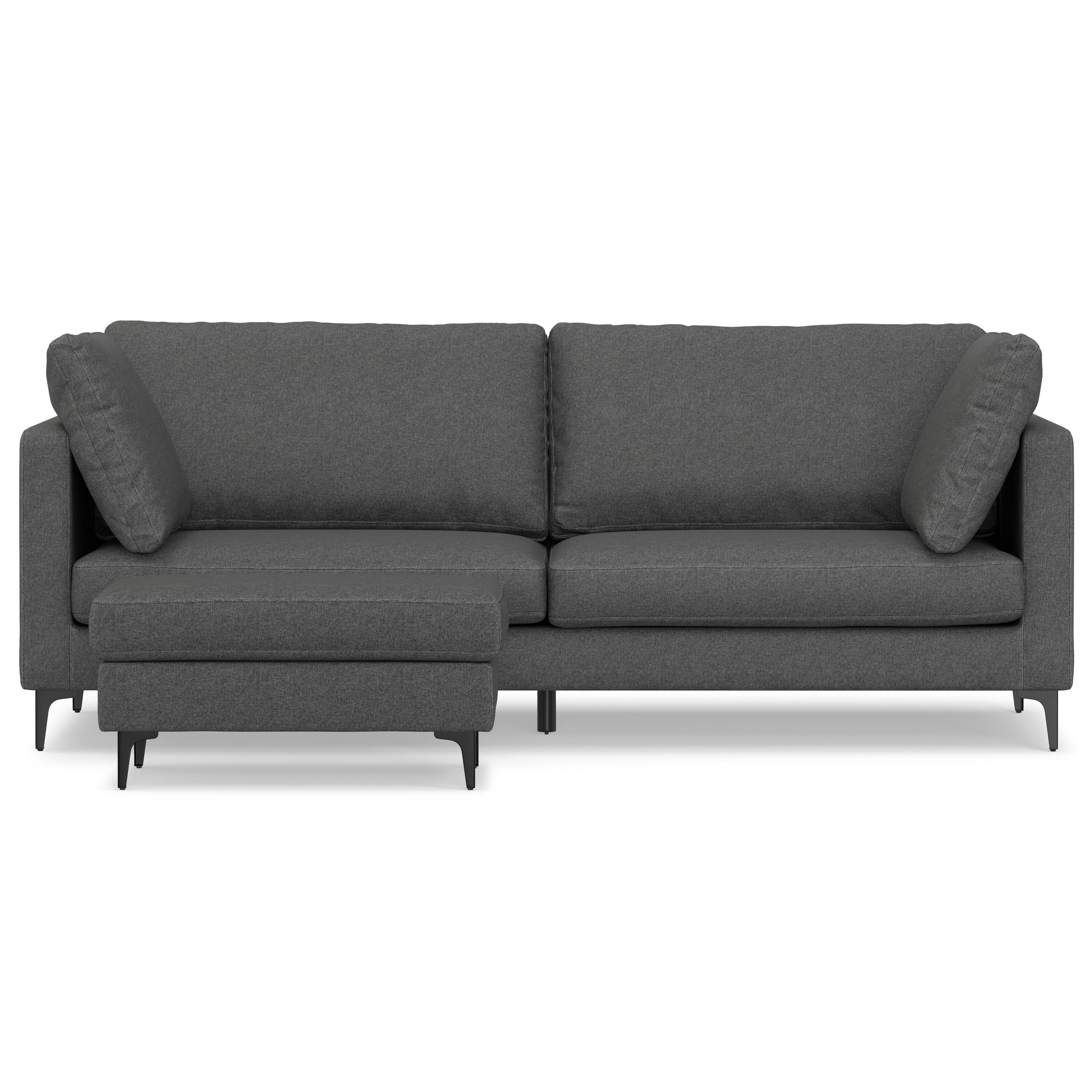 Alt View 3. Simpli Home - Ava 90-inch Sofa and Ottoman Set in Tightly Woven Performance Fabric - Pebble Grey.