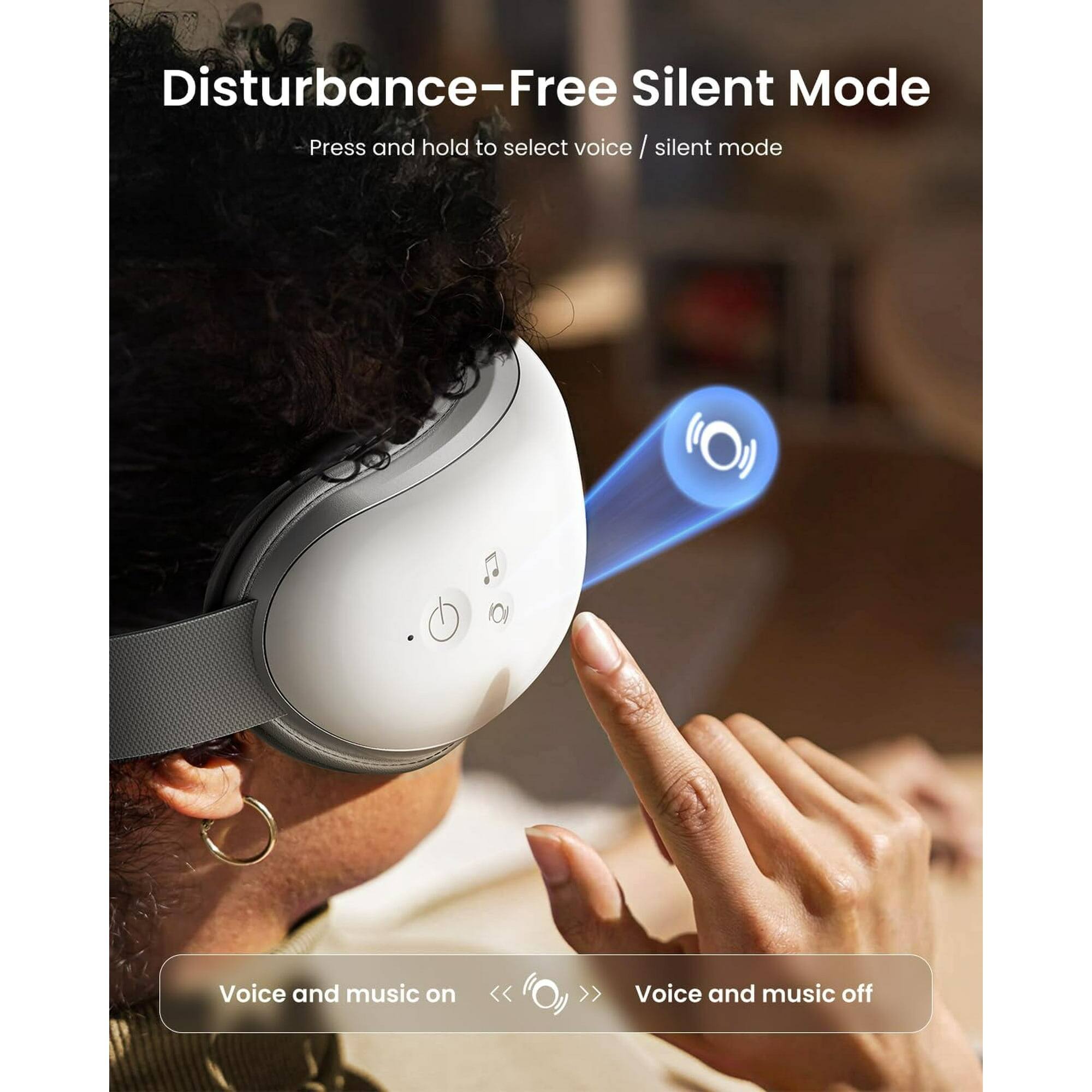 Disturbance-Free Silent Mode  
Press and hold to select voice / silent mode  

Voice and music on  
Voice and music off