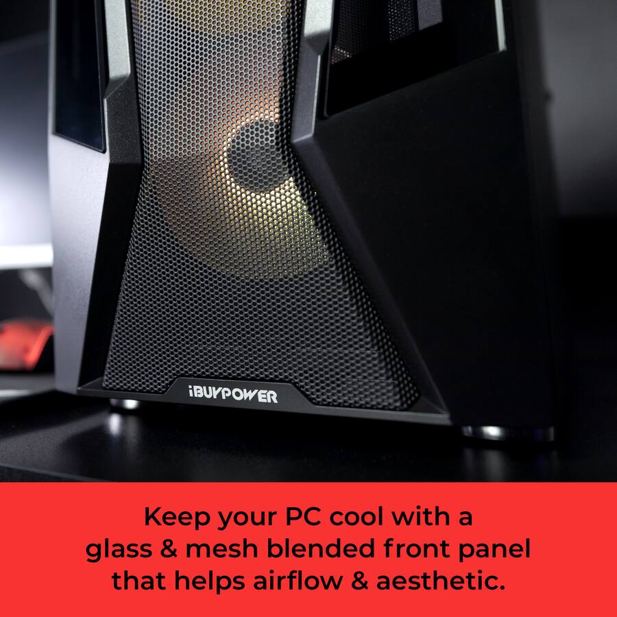 Alt View 4. iBUYPOWER - Trace Mesh Gaming Desktop - AMD Ryzen 5 5500, NVIDIA GeForce RTX 5050 8GB, 16GB DDR4 Non-RGB RAM, 1TB SSD _TMA5N5501 - Black.