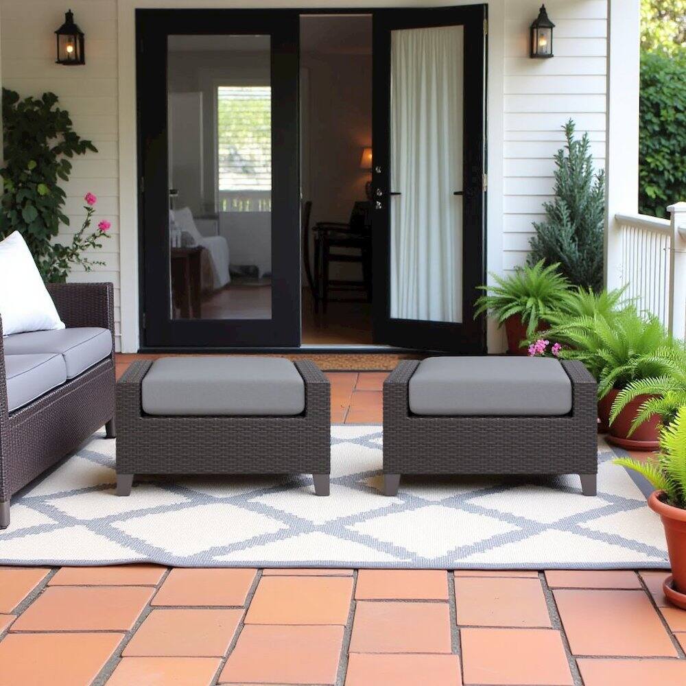 Left. Outdoor Escape - Outdoor Escape Outdoor Ottomans for Patio - Brown.