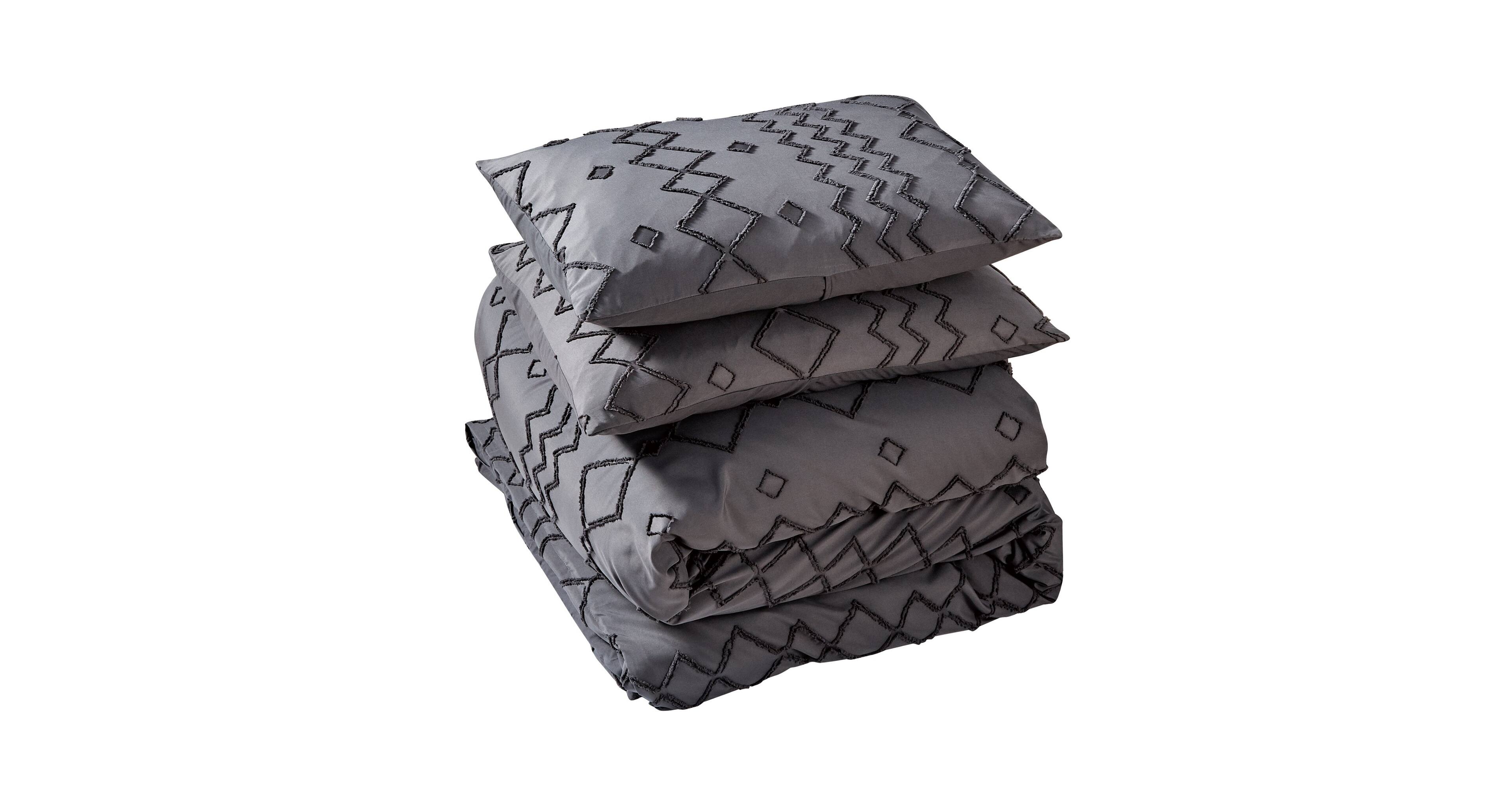 Alt View 1. Bibb Home - Bibb Home 2000 Count Tufted Duvet Cover (3-Piece) - Grey.