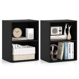 Costway - 2PCS 2-Cube Bookcase with Adjustable Shelf Freestanding Open Bookshelf Modern - Black