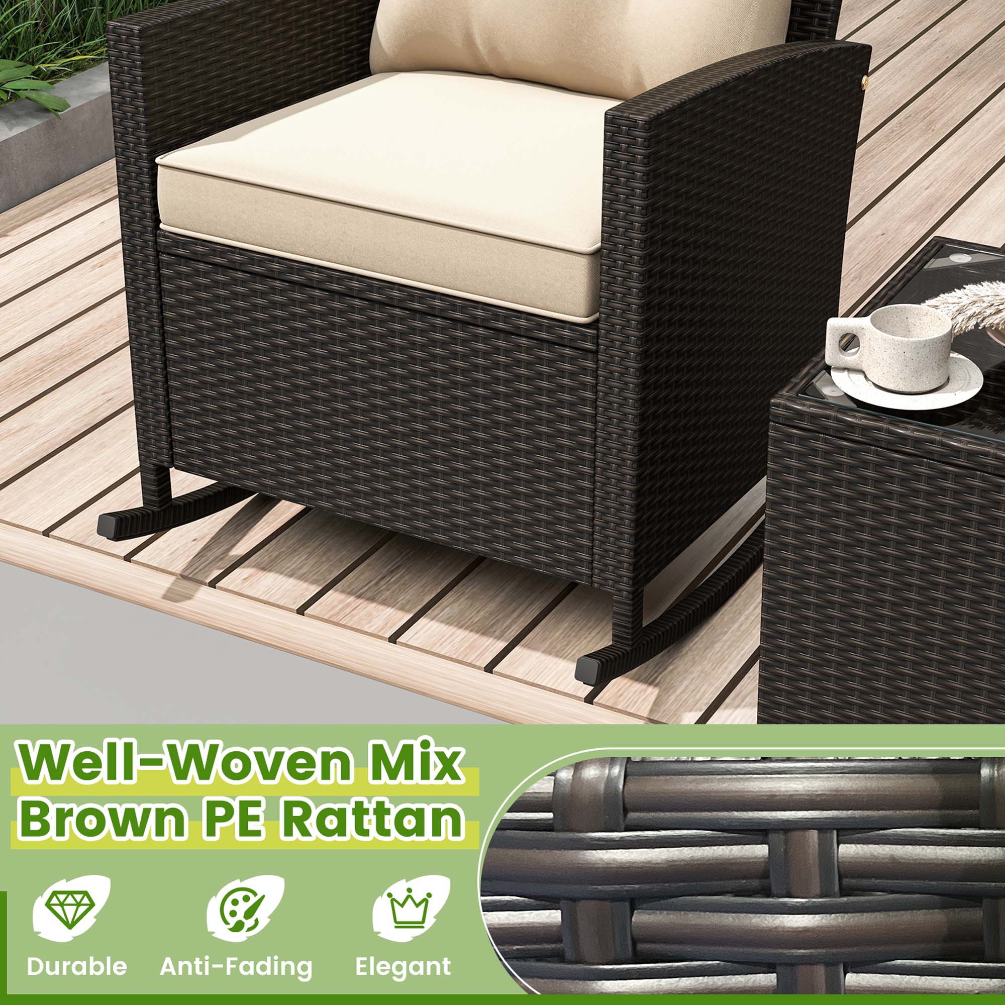 Well-Woven Mix Brown PE Rattan: Durable, Anti-Fading, Elegant