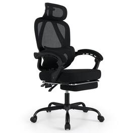 WELLFOR - Ergonomic Office Chair High Back Mesh Desk Chair with Retractable Footrest - Black