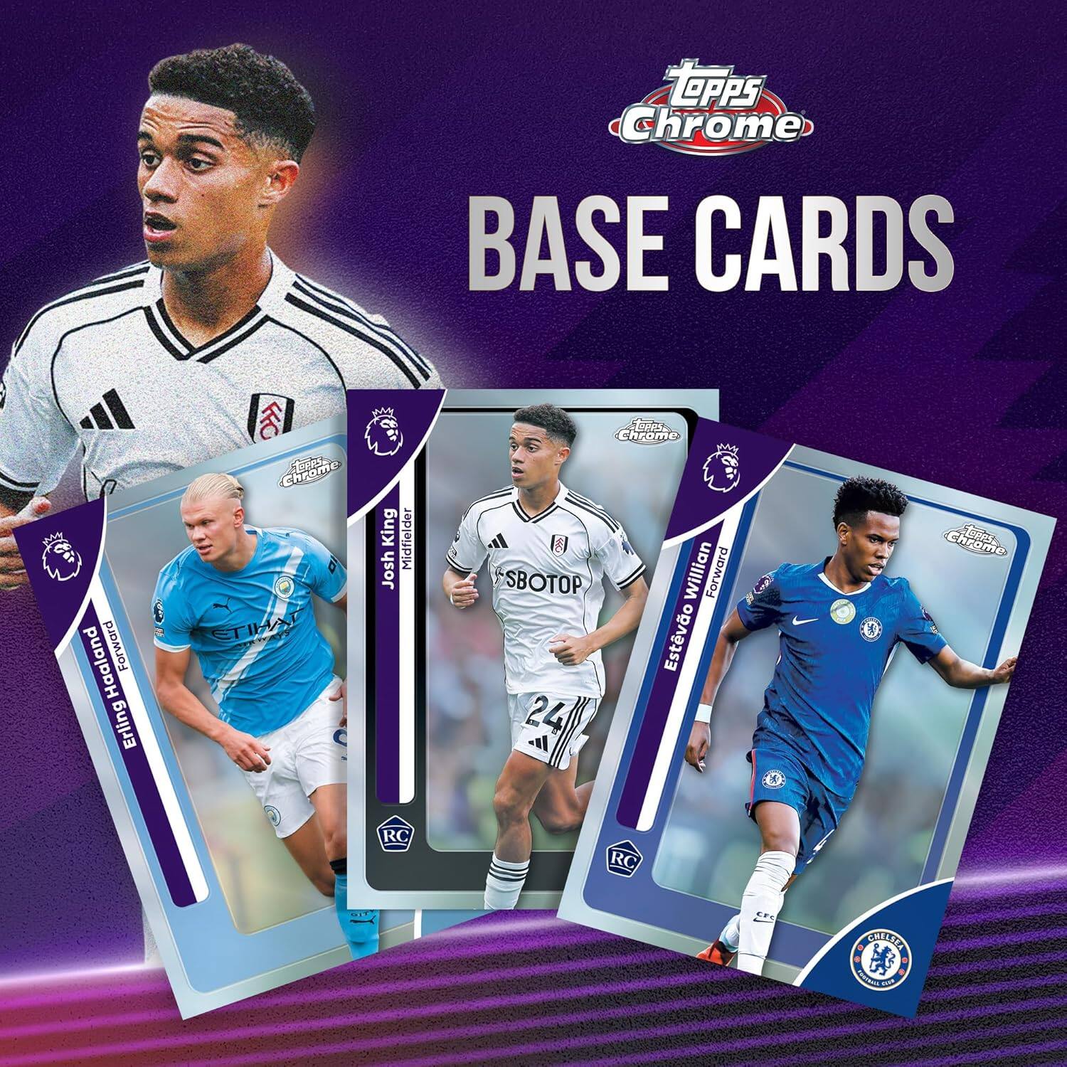 OPPS Chrome BASE CARDS  
43 Haaland Forward Erling Chrome  
STIHAT AY 8 King Midfielder Josh c Chrome  
SBOTOP Willian Forward Estivo 24 Chrome  
RC RC