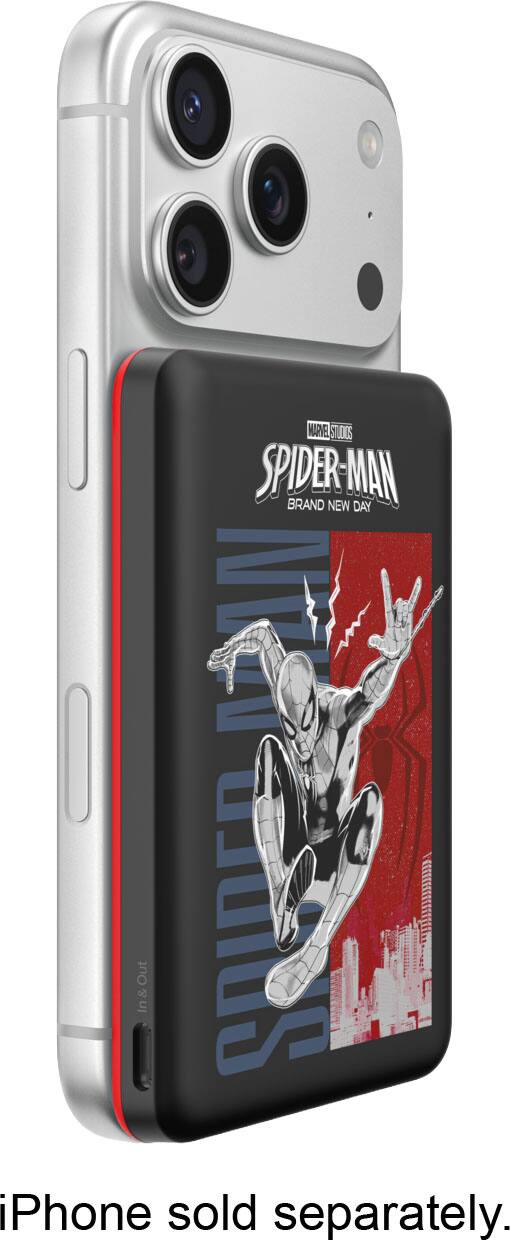 Belkin - Spiderman BoostCharge Slim Magnetic Power Bank 5K – 7.5W Wireless, USB-C 15W - Black