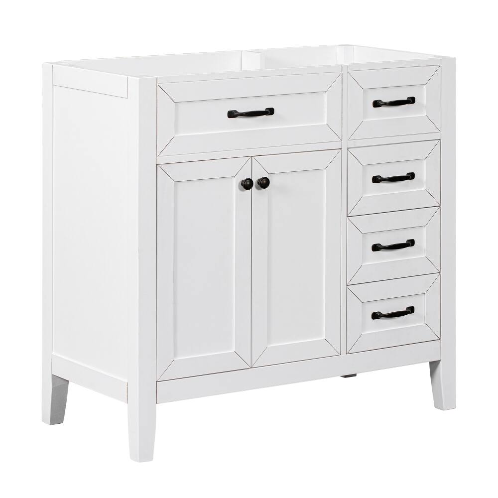 Alt View 6. Loheer - Loheer 36 inch bathroom vanity base only White Freestanding Cabinet with Drawers - White.