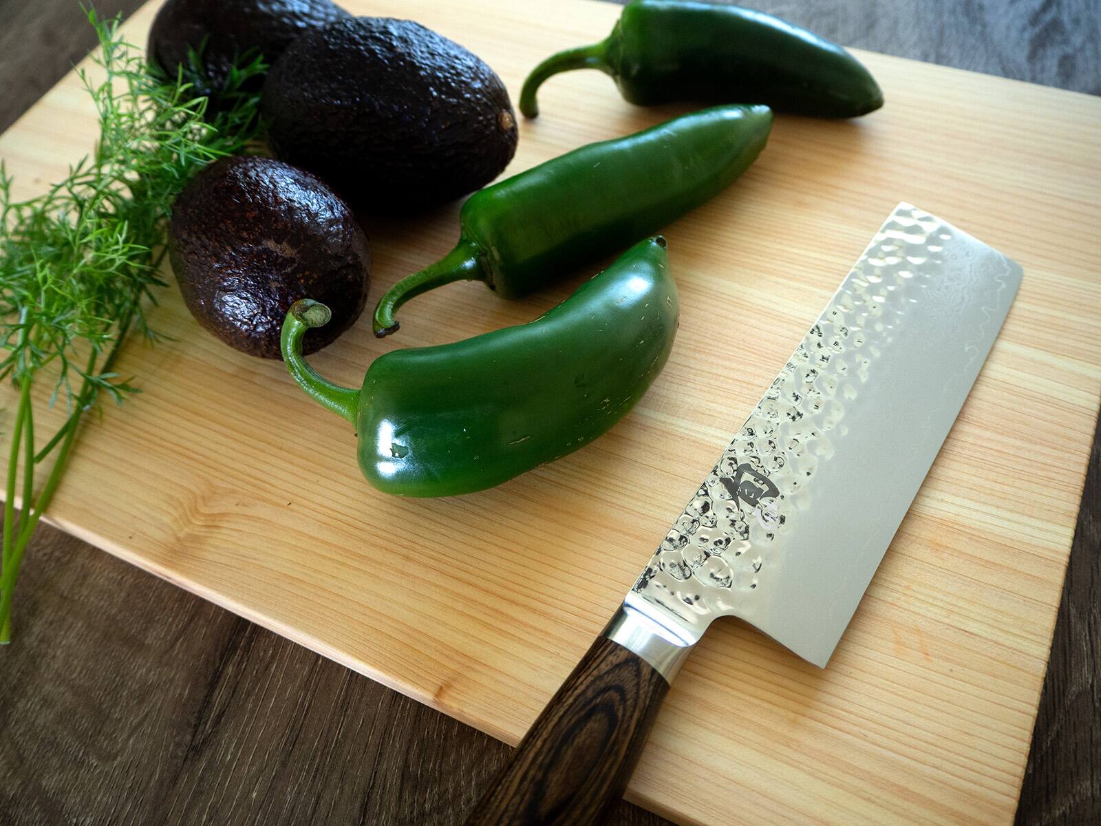 Alt View 2. Shun - Premier Nakiri Vegetable Knife, 5.5 Inch - Brown.