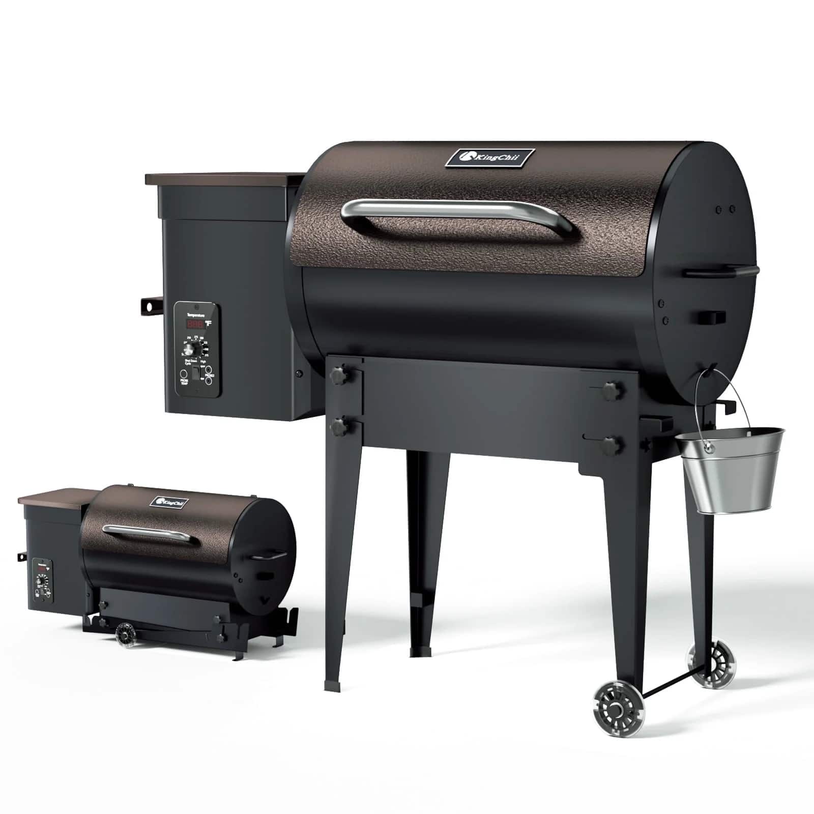 KingChii - 456 sq in Wood Pellet Smoker and Grill BBQ with Auto Temperature Control - Bronze
