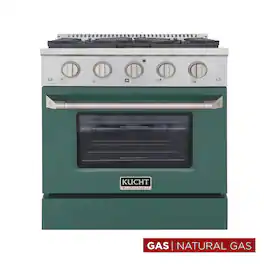 Kucht - 30 in. 4.2 cu. ft. Natural Gas Range with Sealed Burners and Convection Oven in Green - Green