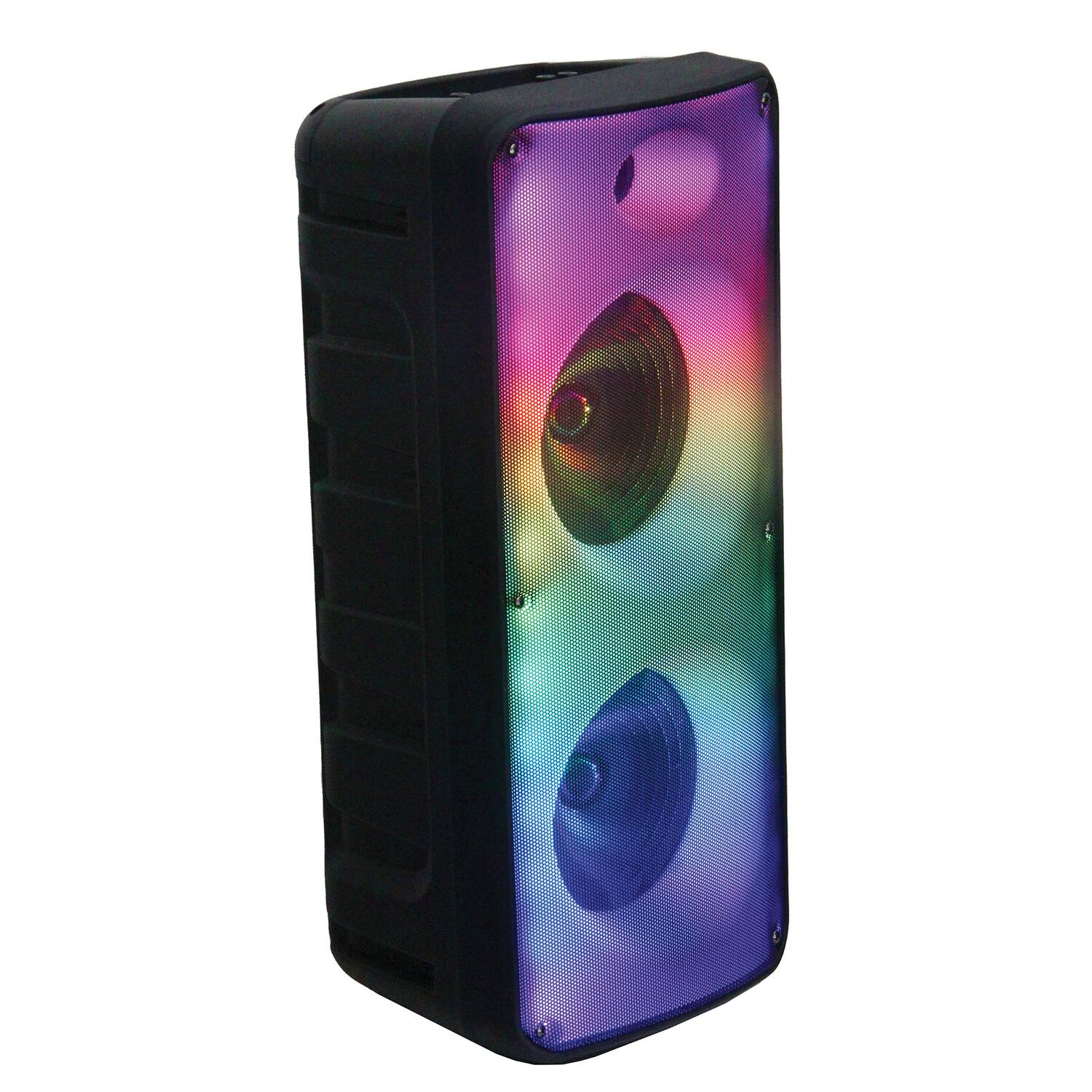 Back. iQ Sound - Iq Sound Fire Box Dual 8-in. Bluetooth Portable Party System, True Wireless, With Fm Radio, Lights, Microphone - Black.