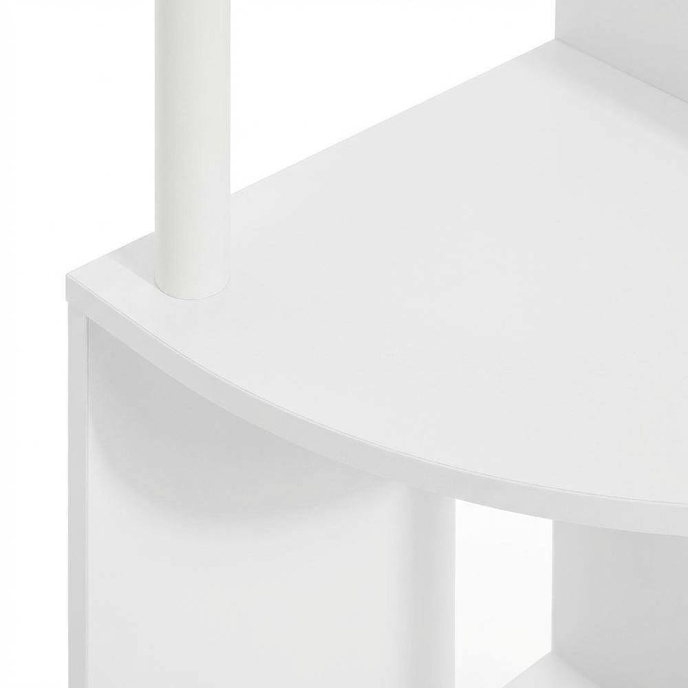 Alt View 1. FurniFact - White 4-Tier Zigzag Corner Shelf with Sturdy Wood Construction - White/White.