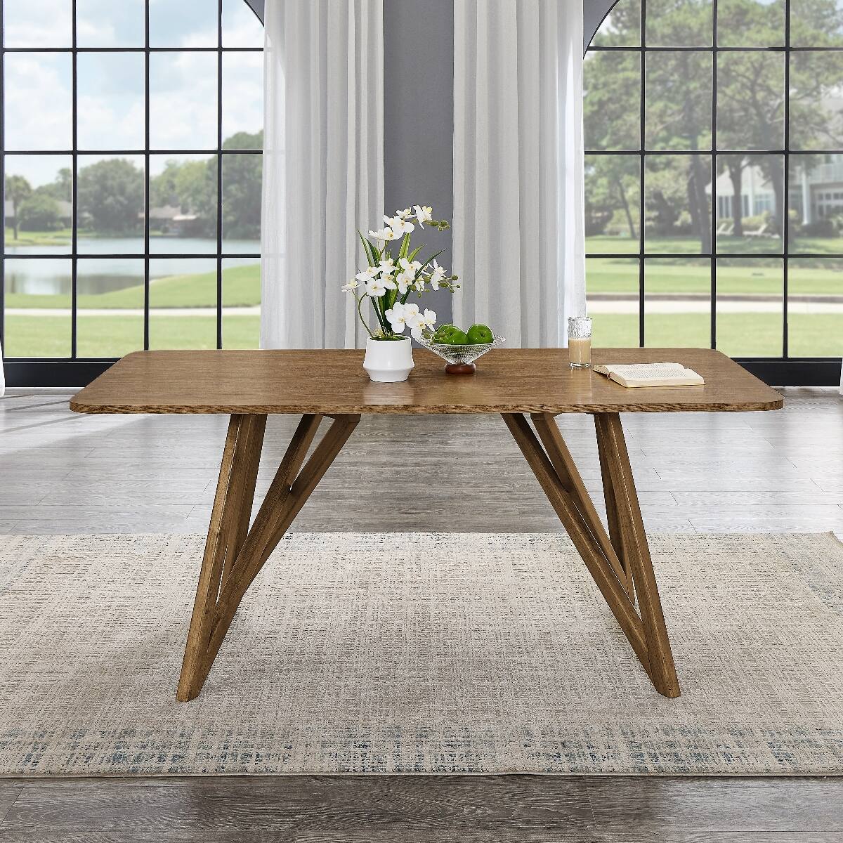 Angle. Loheer - Loheer Light Oak Dining Table, 70 Inch Rectangular Table for Six - Light Oak.