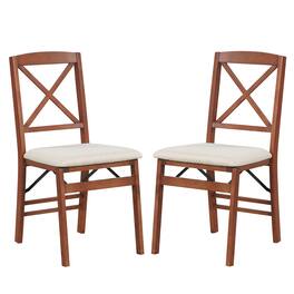Gymax - 2 Set Kitchen Chairs w/ Rubber Wood Frame Upholstered Seat Hollowed Backrest - Walnut