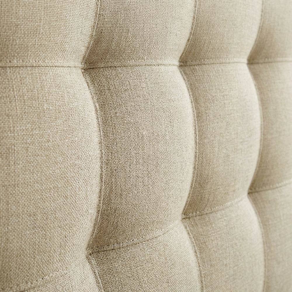 Back. FurniFact - Tufted Upholstered Headboard in Linen Fabric, Elegant Design for King Bed - Beige.