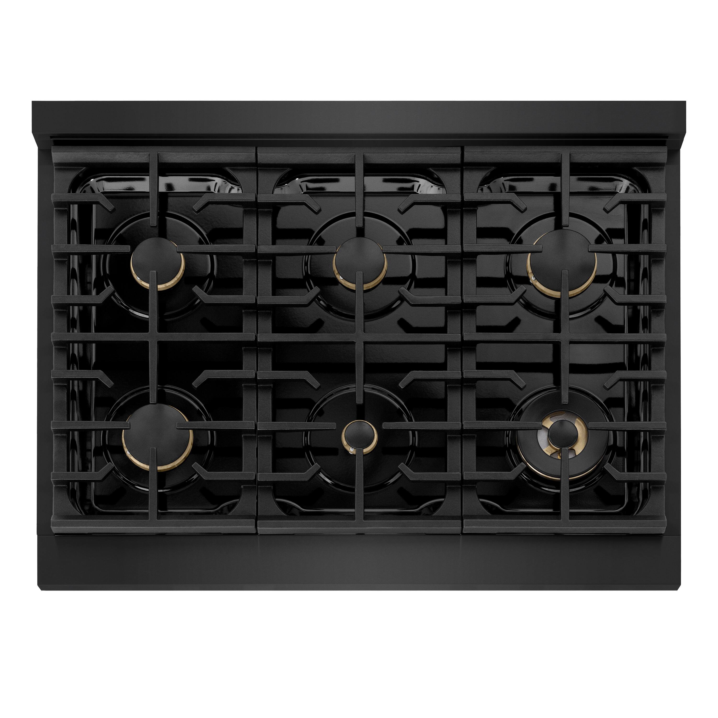 Alt View 11. ZLINE - 36 in. 5.2 cu. ft. Marino Freestanding Gas Range with Manual Clean Convection Gas Oven with 6 Brass Burners - Black Stainless Steel.