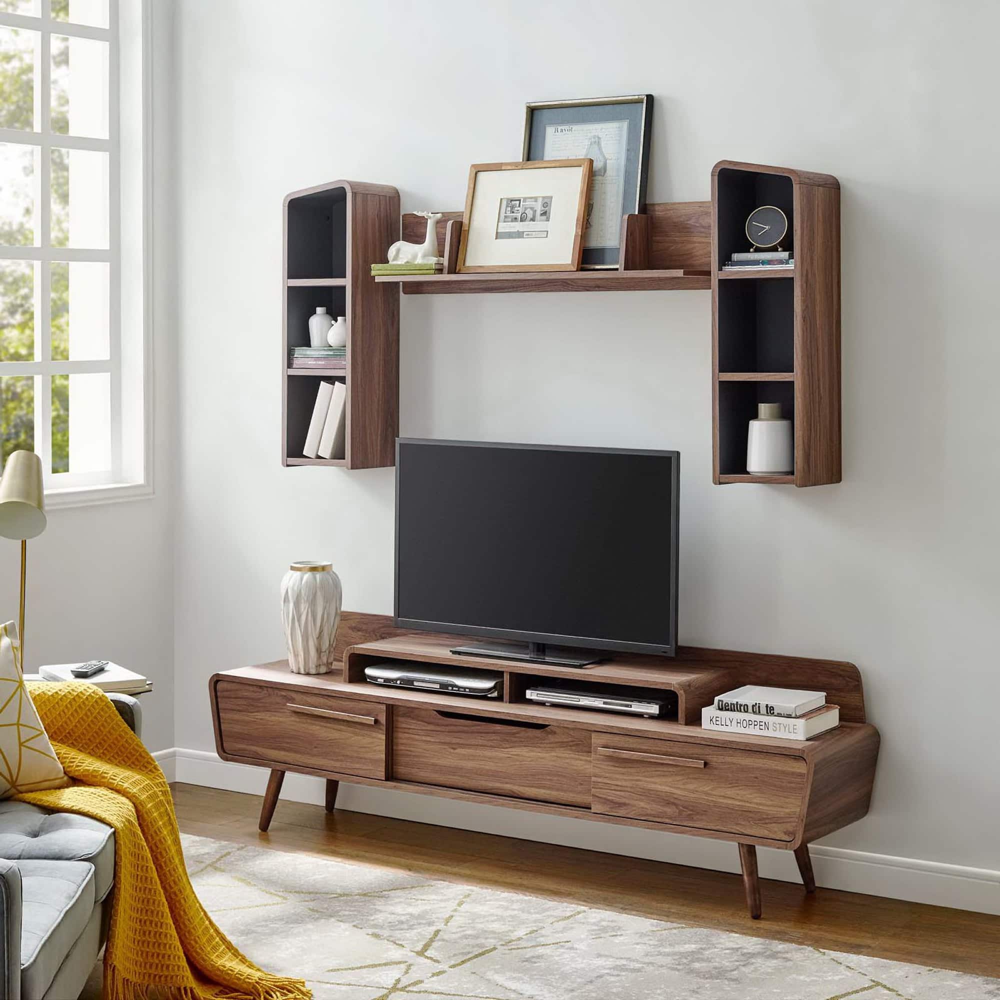 Omnistand 2 Piece Entertainment Center by Modway - Walnut Gray