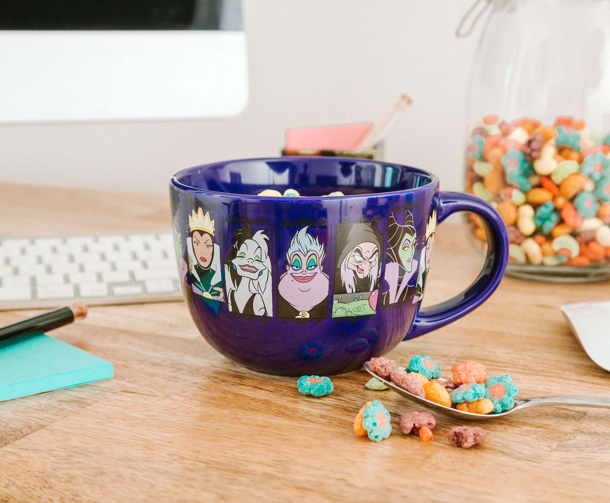 Alt View 4. Silver Buffalo - Disney Villains Close-Up Panels Ceramic Soup Mug | 24 Ounces - Blue.