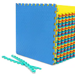 Costway - 48 Tiles 1/2" Puzzle Floor Exercise Mat Interlocking Anti-slip EVA Foam Gym - Colorful