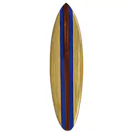 Zeckos - 32 Inch Wooden Surfboard Decorative Wall Hanging Beach Decor - Blue