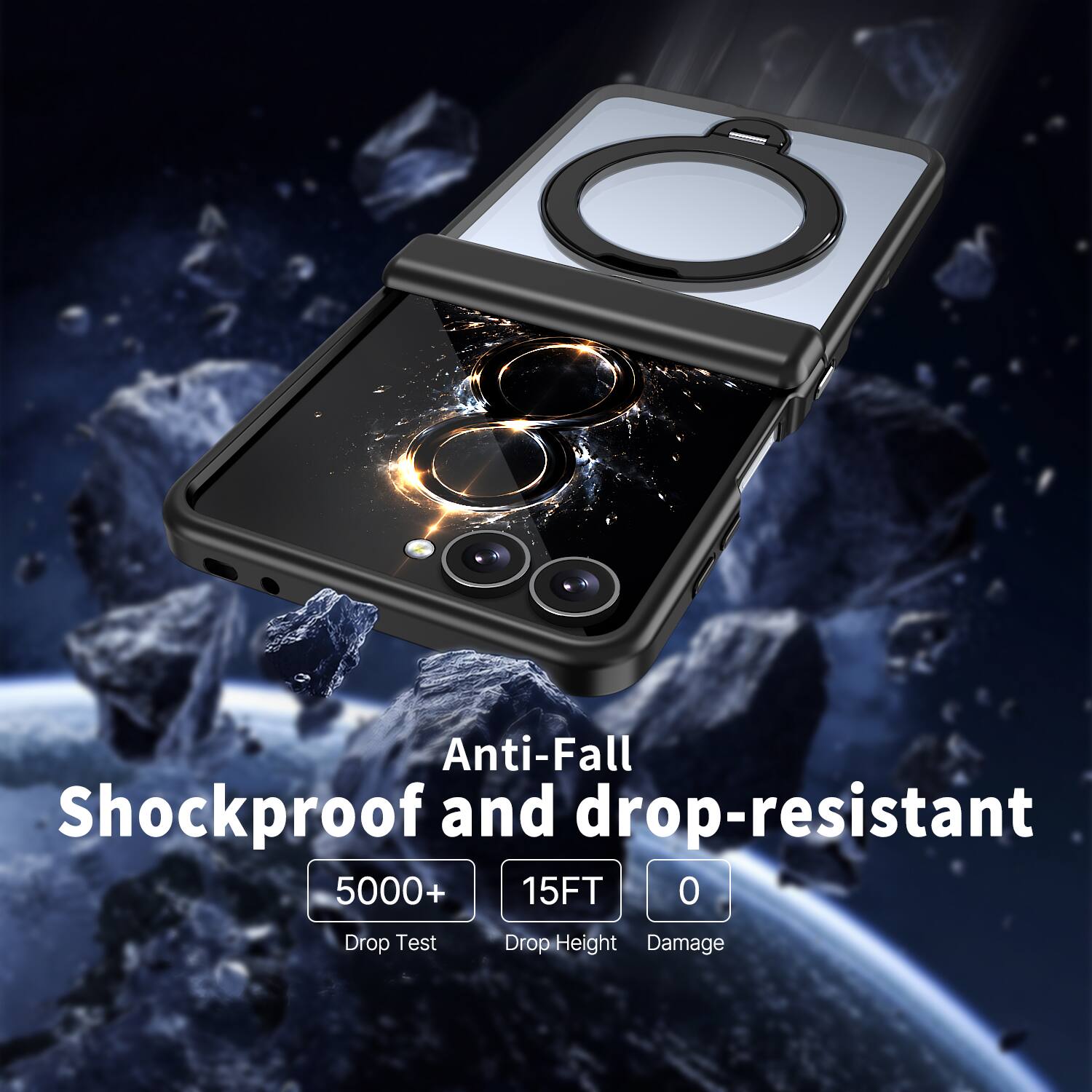 Anti-Fall Shockproof and drop-resistant  
5000+ Drop Test  
15FT Drop Height  
0 Damage